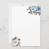 Slate Blue Neutral Floral Wedding Invitation Kaart (Achterkant)