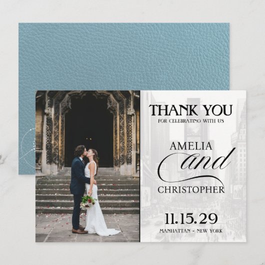 Slate Blue New York City Passport Bedankkaart (Voorkant / Achterkant)
