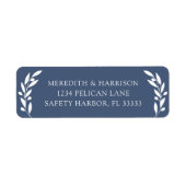 Slate Blue Olive Branch Bruiloft Retouradres Etiket (Voorkant)