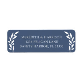 Slate Blue Olive Branch Bruiloft Retouradres Etiket