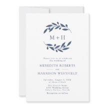 Slate Blue Olive Branch Monogram krans bruiloft