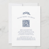 Slate Blue Olive Branch Monogram krans bruiloft Kaart (Achterkant)