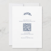 Slate Blue Olive Branch Monogram krans bruiloft Save The Date (Achterkant)