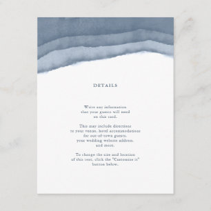 Slate Blue Ombre Waterverf Wedding Insert Informatiekaartje