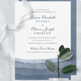 Slate Blue Ombre Waterverf Wedding Invitations Kaart