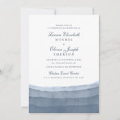 Slate Blue Ombre Waterverf Wedding Invitations Kaart (Voorkant)