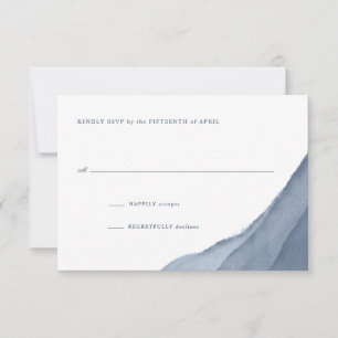 Slate Blue Ombre Waterverf Wedding RSVP