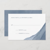 Slate Blue Ombre Waterverf Wedding RSVP (Voorkant / Achterkant)