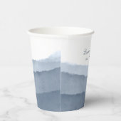 Slate Blue Ombre Waterverf Wedding | Shower Paper Papieren Bekers (Rechts)
