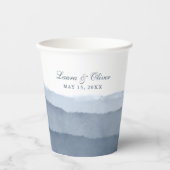 Slate Blue Ombre Waterverf Wedding | Shower Paper Papieren Bekers (Voorkant)