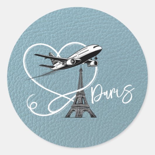 Slate Blue Paris Passport Ronde Sticker (Voorkant)
