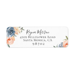 Slate Blue Peach Botanical Return Adres Label