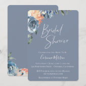 Slate Blue Peach Botanical Vrijgezellenfeest Kaart (Voorkant / Achterkant)