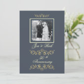 Slate Blue Photo Jubileum Kaart (Staand voorkant)