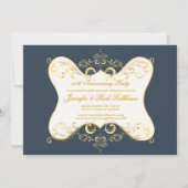 Slate Blue Photo Jubileum Kaart (Achterkant)