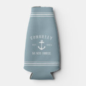 Slate Blue Rustic Anchor Personalized Beach House Flesjeskoeler (Voorkant)