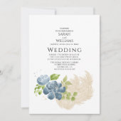 Slate Blue Sage Groen Rustieke Waterverf Bloemen Kaart (Voorkant)