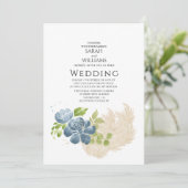 Slate Blue Sage Groen Rustieke Waterverf Bloemen Kaart (Staand voorkant)