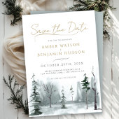 Slate Blue Save The Date WINTER Pine Forest Minima Kaart