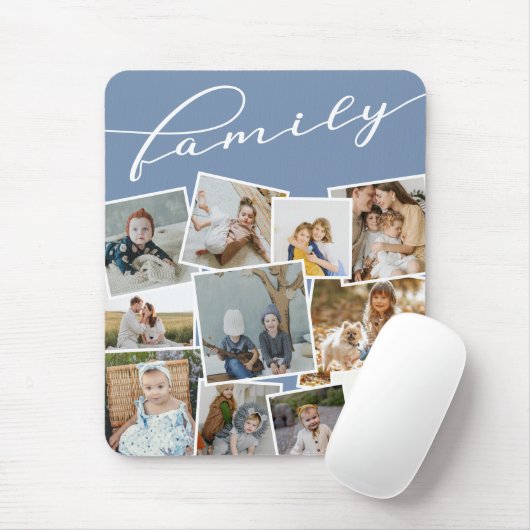 Slate Blue Scattered Foto Collage Family Muismat (Met muis)