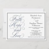 Slate Blue Script Faith Hope & Love Wedding Kaart (Voorkant)
