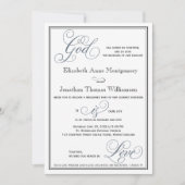 Slate Blue Script God is Love Christelijk Wedding Kaart (Voorkant)
