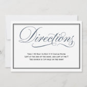 Slate Blue Script Huwelijks Richtingen Bijlage Kaart (Voorkant)