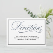 Slate Blue Script Wedding Directions Enclosure Kaart (Staand voorkant)