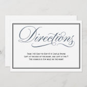 Slate Blue Script Wedding Directions Enclosure Kaart (Voorkant / Achterkant)