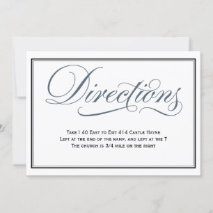 Slate Blue Script Wedding Directions Enclosure Kaart