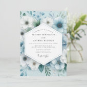 Slate Blue Serene Anemone Wedding Kaart (Staand voorkant)