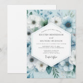 Slate Blue Serene Anemone Wedding Kaart (Voorkant / Achterkant)