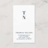Slate Blue Simple Minimalist Monogram Visitekaartje (Voorkant)