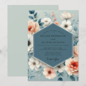 Slate Blue Soft Bloom Wedding Kaart (Voorkant / Achterkant)
