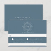 Slate Blue Sunburst Wedding Food Allergy RSVP (Voorkant / Achterkant)