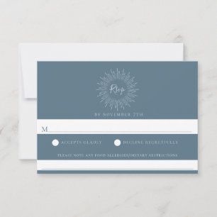 Slate Blue Sunburst Wedding Food Allergy RSVP