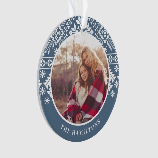 Slate Blue Sweater Pattern | Foto Ornament (voorkant)