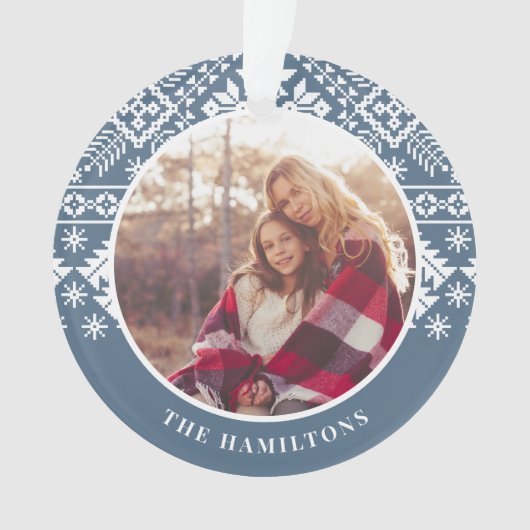Slate Blue Sweater Pattern | Foto Ornament (voorkant)