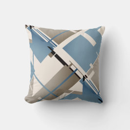 Slate Blue Taupe Zwart Beige Diagonaal Abstract Kussen