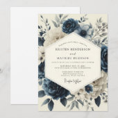 Slate Blue Twilight Bloom Wedding Kaart (Voorkant / Achterkant)