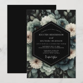 Slate Blue Umbral Bloom Wedding Kaart (Voorkant / Achterkant)