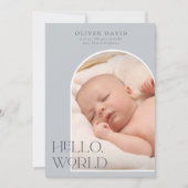 Slate Blue Vertical Photo Arch Birth Notice Kaart (Voorkant)