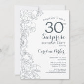 Slate Blue White Surprise 30e verjaardag party Kaart (Voorkant)