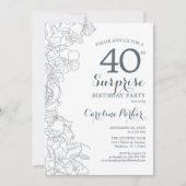 Slate Blue White Surprise 40e verjaardag Kaart (Voorkant)