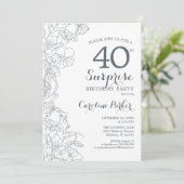 Slate Blue White Surprise 40e verjaardag Kaart (Staand voorkant)