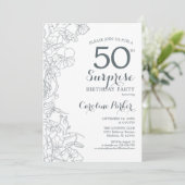 Slate Blue White Surprise 50e verjaardag party Kaart (Staand voorkant)