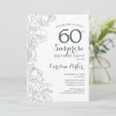 Slate Blue White Surprise 60e verjaardag party Kaart (Staand voorkant)