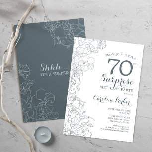 Slate Blue White Surprise 70e verjaardag party Kaart