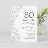 Slate Blue White Surprise 80th Birthday Party Kaart (Staand voorkant)