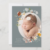 Slate Blue Wildflower Fotoaankondiging Kaart (Voorkant)